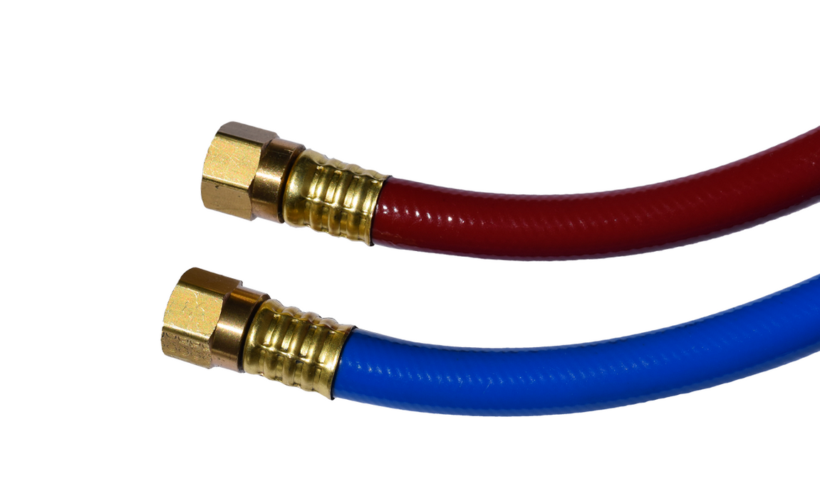 Two Part Supply Hose FJIC Swivel Fittings at Inlet and Outlet.